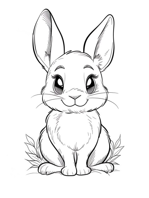 Cute Rabbit Coloring Book Pages Simple Hand Drawn Animal illustration Line Art Outline Black and White (16)