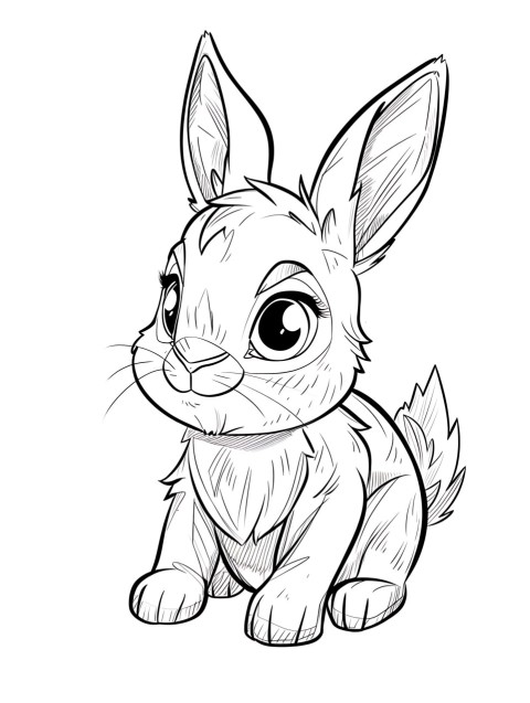 Cute Rabbit Coloring Book Pages Simple Hand Drawn Animal illustration Line Art Outline Black and White (8)