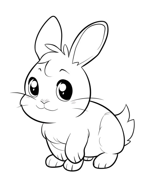 Cute Rabbit Coloring Book Pages Simple Hand Drawn Animal illustration Line Art Outline Black and White (52)