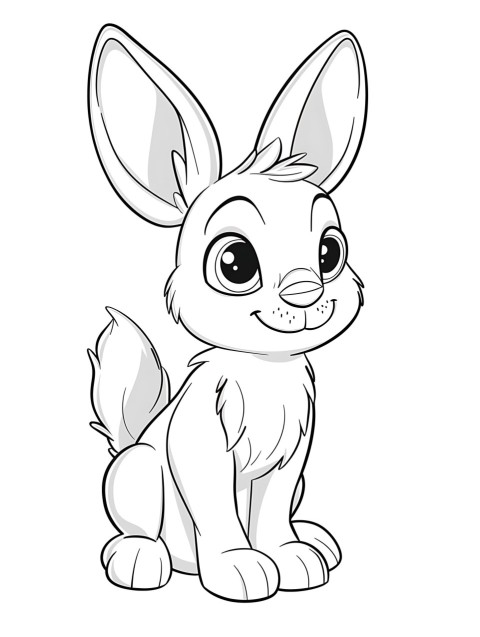 Cute Rabbit Coloring Book Pages Simple Hand Drawn Animal illustration Line Art Outline Black and White (58)