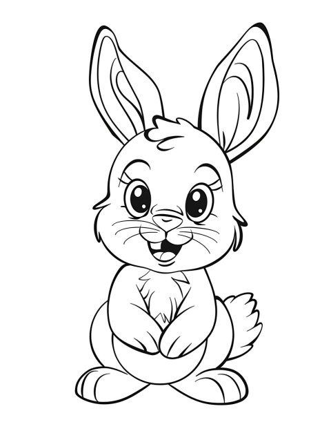 Cute Rabbit Coloring Book Pages Simple Hand Drawn Animal illustration Line Art Outline Black and White (97)