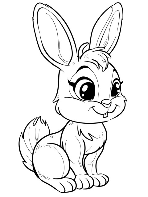 Cute Rabbit Coloring Book Pages Simple Hand Drawn Animal illustration Line Art Outline Black and White (67)