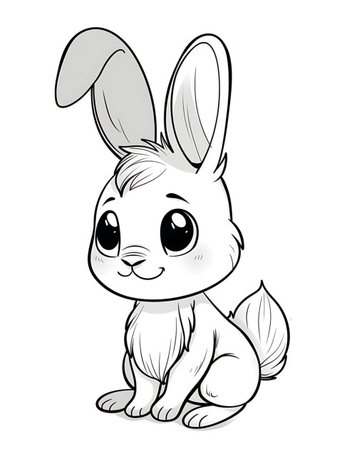 Cute Rabbit Coloring Book Pages Simple Hand Drawn Animal illustration Line Art Outline Black and White (65)