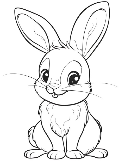 Cute Rabbit Coloring Book Pages Simple Hand Drawn Animal illustration Line Art Outline Black and White (78)