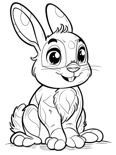 Cute Rabbit Coloring Book Pages Simple Hand Drawn Animal illustration Line Art Outline Black and White (80)
