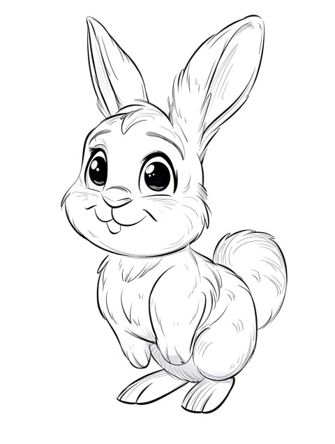 Cute Rabbit Coloring Book Pages Simple Hand Drawn Animal illustration Line Art Outline Black and White (98)