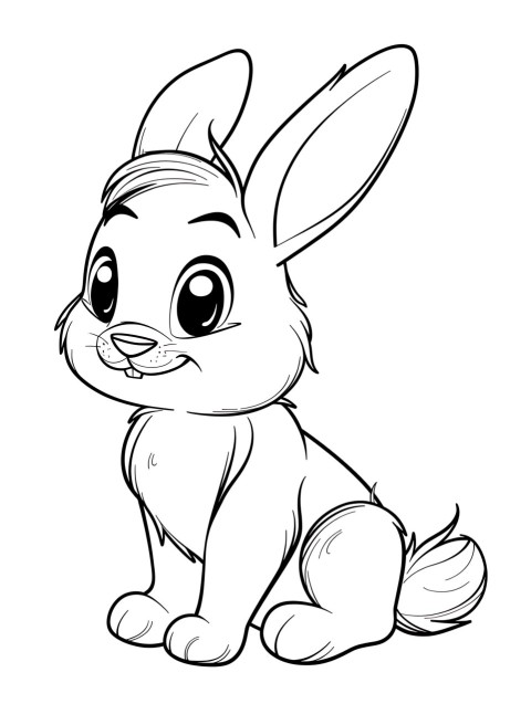Cute Rabbit Coloring Book Pages Simple Hand Drawn Animal illustration Line Art Outline Black and White (101)