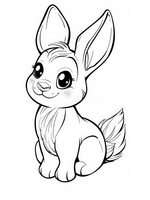 Cute Rabbit Coloring Book Pages Simple Hand Drawn Animal illustration Line Art Outline Black and White (126)