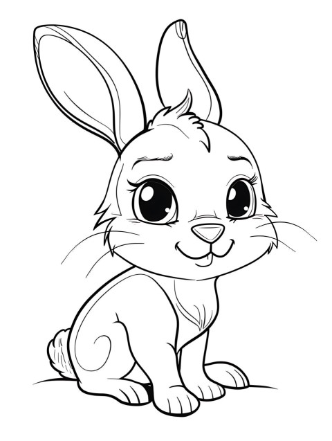 Cute Rabbit Coloring Book Pages Simple Hand Drawn Animal illustration Line Art Outline Black and White (125)