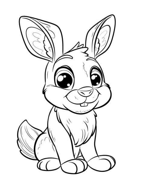 Cute Rabbit Coloring Book Pages Simple Hand Drawn Animal illustration Line Art Outline Black and White (103)