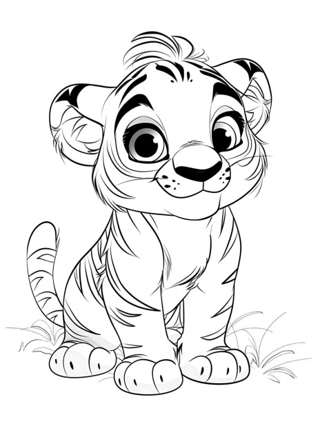 Cute Tiger Coloring Book Pages Simple Hand Drawn Animal illustration Line Art Outline Black and White (22)