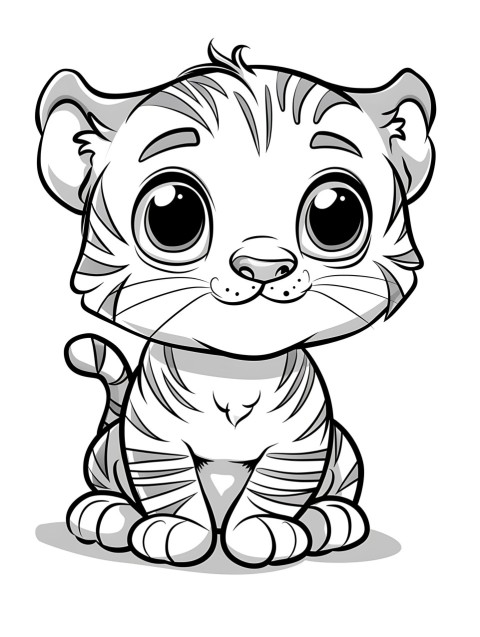 Cute Tiger Coloring Book Pages Simple Hand Drawn Animal illustration Line Art Outline Black and White (30)
