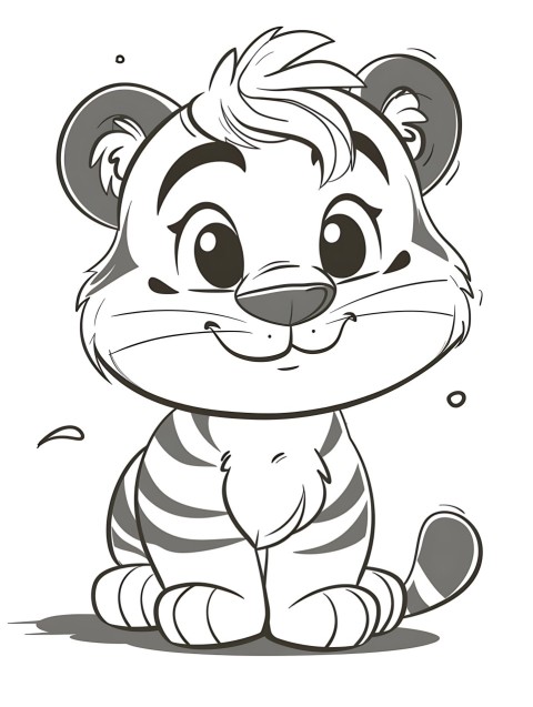 Cute Tiger Coloring Book Pages Simple Hand Drawn Animal illustration Line Art Outline Black and White (131)