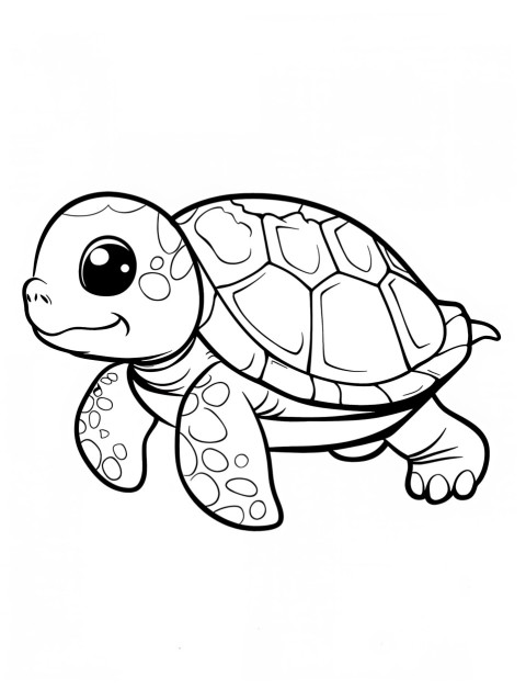 Cute Turtle Coloring Book Pages Simple Hand Drawn Animal illustration Line Art Outline Black and White (44)