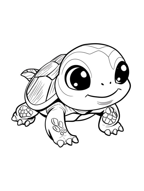 Cute Turtle Coloring Book Pages Simple Hand Drawn Animal illustration Line Art Outline Black and White (26)