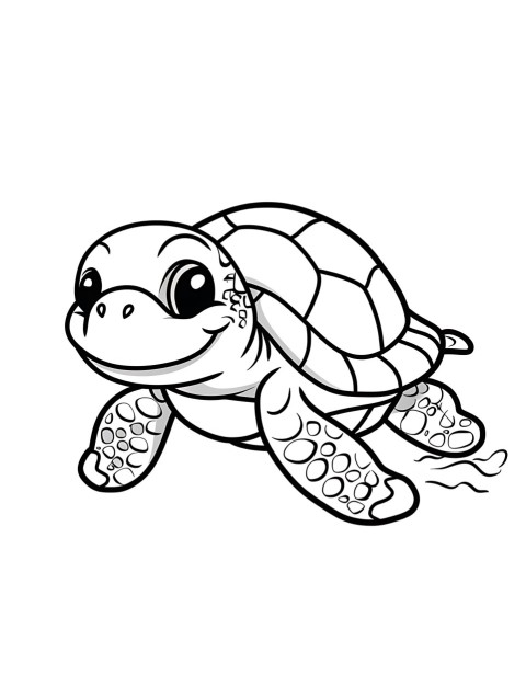 Cute Turtle Coloring Book Pages Simple Hand Drawn Animal illustration Line Art Outline Black and White (45)