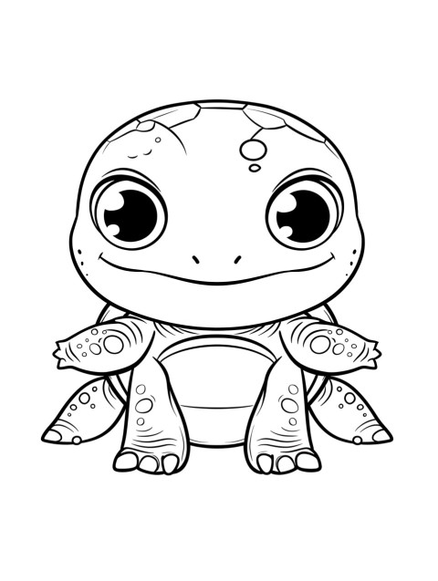 Cute Turtle Coloring Book Pages Simple Hand Drawn Animal illustration Line Art Outline Black and White (49)