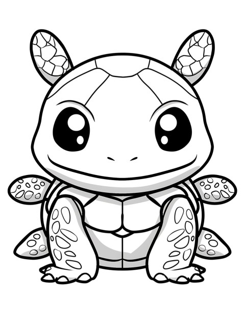 Cute Turtle Coloring Book Pages Simple Hand Drawn Animal illustration Line Art Outline Black and White (9)