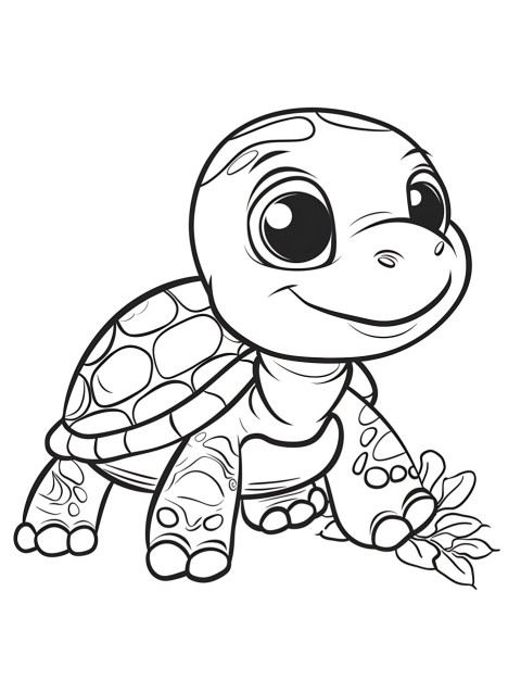 Cute Turtle Coloring Book Pages Simple Hand Drawn Animal illustration Line Art Outline Black and White (15)