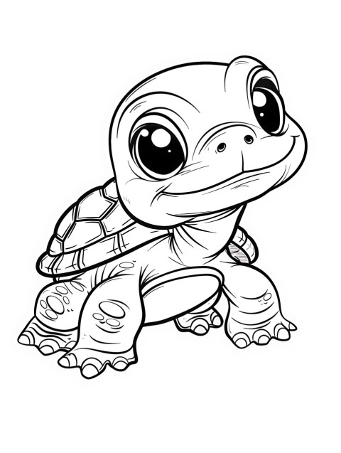 Cute Turtle Coloring Book Pages Simple Hand Drawn Animal illustration Line Art Outline Black and White (38)