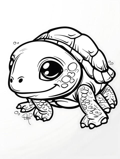 Cute Turtle Coloring Book Pages Simple Hand Drawn Animal illustration Line Art Outline Black and White (42)
