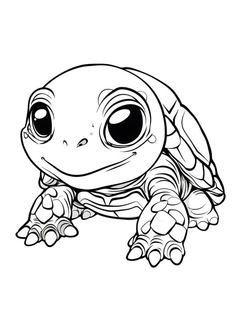 Cute Turtle Coloring Book Pages Simple Hand Drawn Animal illustration Line Art Outline Black and White (37)