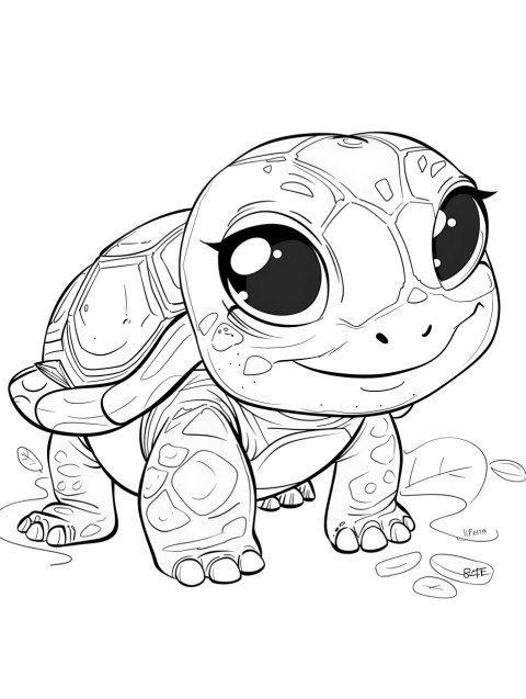 Cute Turtle Coloring Book Pages Simple Hand Drawn Animal illustration Line Art Outline Black and White (47)