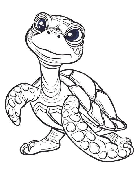 Cute Turtle Coloring Book Pages Simple Hand Drawn Animal illustration Line Art Outline Black and White (18)