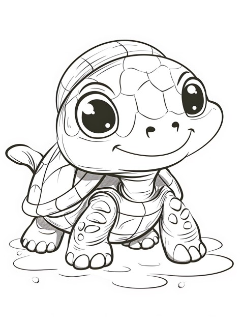 Cute Turtle Coloring Book Pages Simple Hand Drawn Animal illustration Line Art Outline Black and White (11)