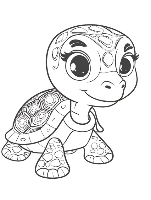 Cute Turtle Coloring Book Pages Simple Hand Drawn Animal illustration Line Art Outline Black and White (31)