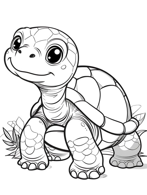 Cute Turtle Coloring Book Pages Simple Hand Drawn Animal illustration Line Art Outline Black and White (17)