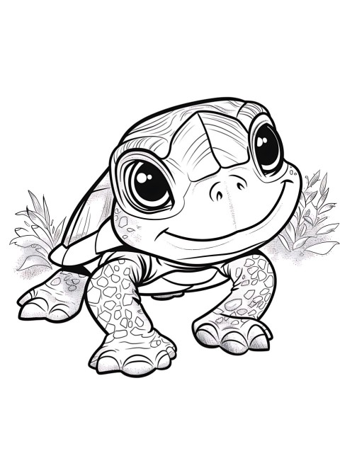 Cute Turtle Coloring Book Pages Simple Hand Drawn Animal illustration Line Art Outline Black and White (19)