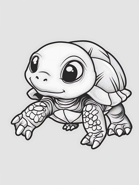 Cute Turtle Coloring Book Pages Simple Hand Drawn Animal illustration Line Art Outline Black and White (20)