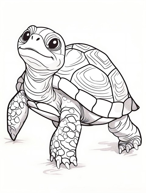 Cute Turtle Coloring Book Pages Simple Hand Drawn Animal illustration Line Art Outline Black and White (24)