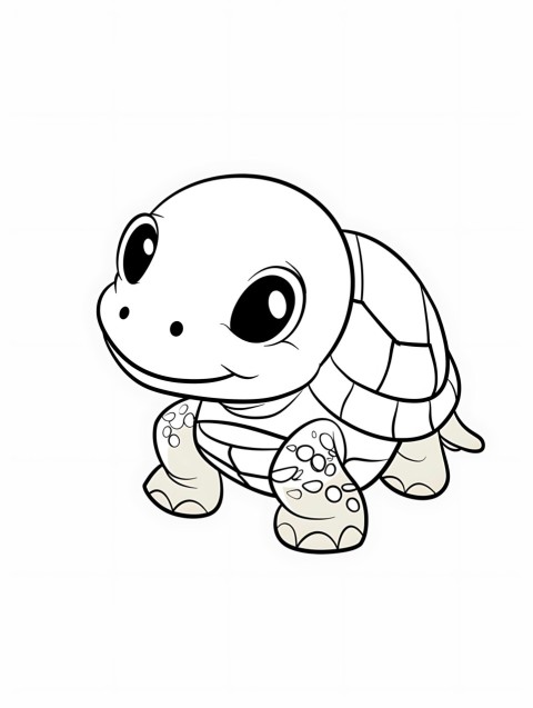 Cute Turtle Coloring Book Pages Simple Hand Drawn Animal illustration Line Art Outline Black and White (87)