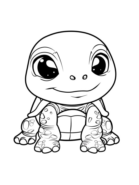 Cute Turtle Coloring Book Pages Simple Hand Drawn Animal illustration Line Art Outline Black and White (57)