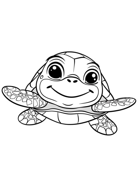Cute Turtle Coloring Book Pages Simple Hand Drawn Animal illustration Line Art Outline Black and White (97)