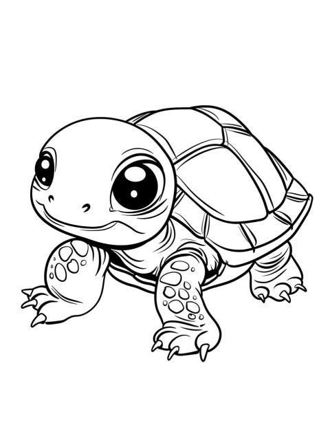 Cute Turtle Coloring Book Pages Simple Hand Drawn Animal illustration Line Art Outline Black and White (75)