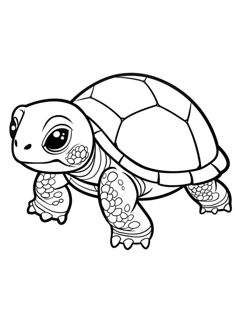 Cute Turtle Coloring Book Pages Simple Hand Drawn Animal illustration Line Art Outline Black and White (65)