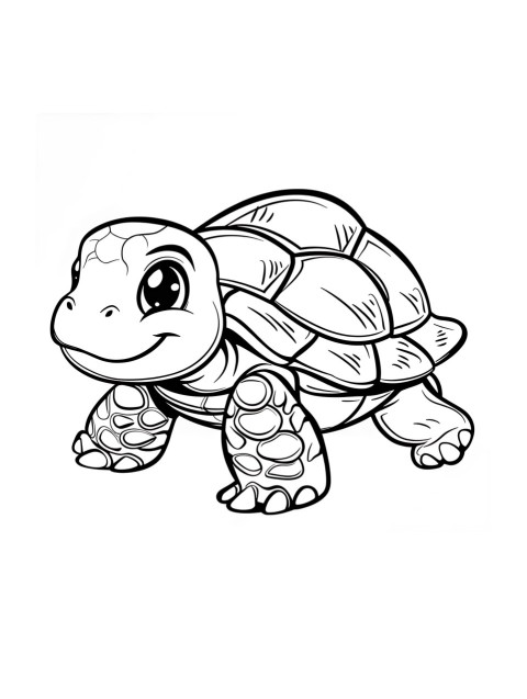 Cute Turtle Coloring Book Pages Simple Hand Drawn Animal illustration Line Art Outline Black and White (64)