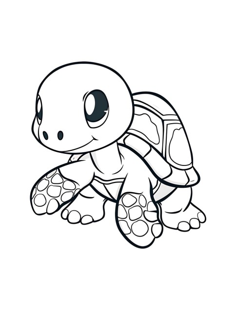 Cute Turtle Coloring Book Pages Simple Hand Drawn Animal illustration Line Art Outline Black and White (95)