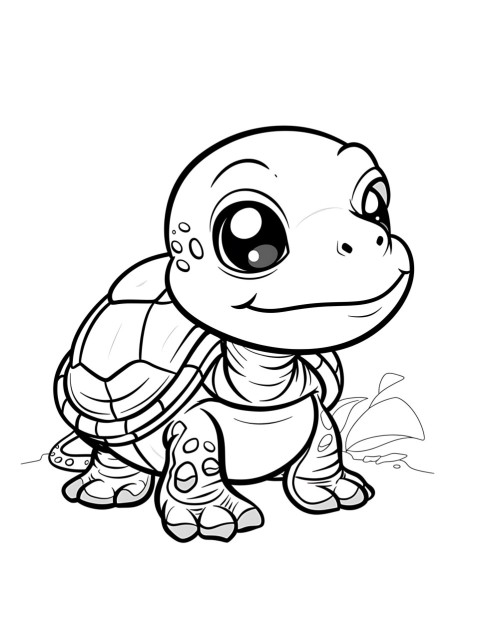 Cute Turtle Coloring Book Pages Simple Hand Drawn Animal illustration Line Art Outline Black and White (93)