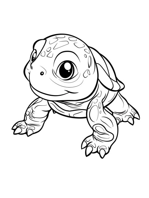 Cute Turtle Coloring Book Pages Simple Hand Drawn Animal illustration Line Art Outline Black and White (60)