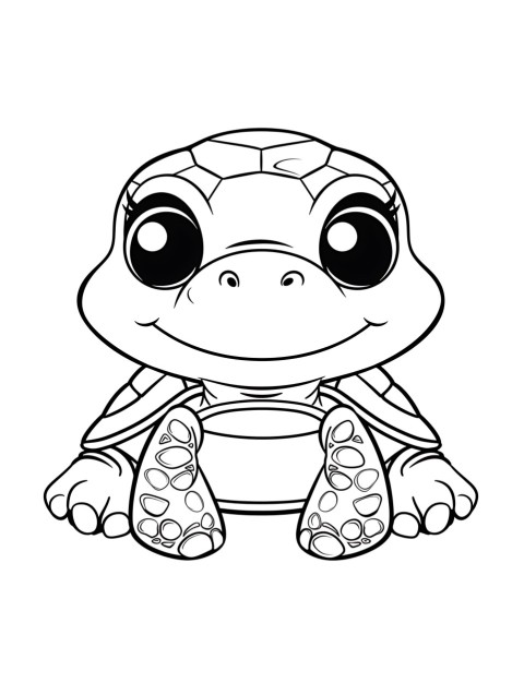 Cute Turtle Coloring Book Pages Simple Hand Drawn Animal illustration Line Art Outline Black and White (59)