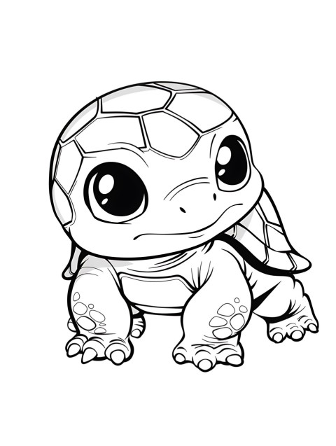 Cute Turtle Coloring Book Pages Simple Hand Drawn Animal illustration Line Art Outline Black and White (55)