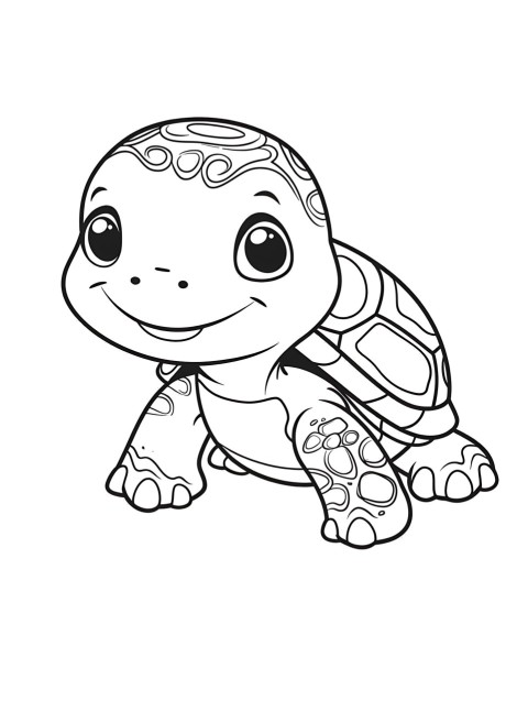 Cute Turtle Coloring Book Pages Simple Hand Drawn Animal illustration Line Art Outline Black and White (72)
