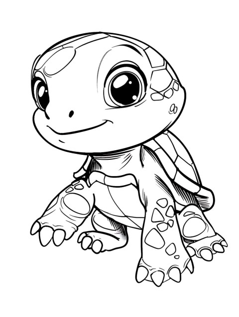Cute Turtle Coloring Book Pages Simple Hand Drawn Animal illustration Line Art Outline Black and White (92)