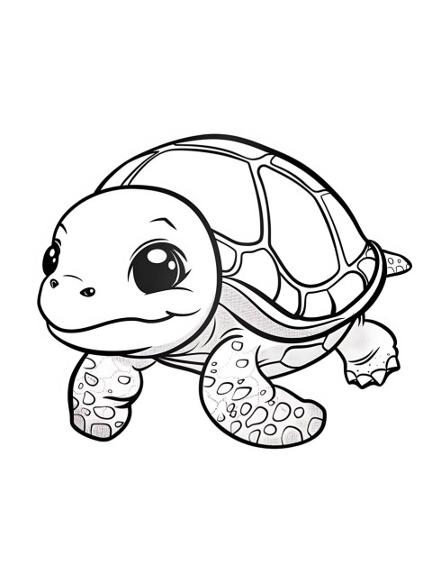 Cute Turtle Coloring Book Pages Simple Hand Drawn Animal illustration Line Art Outline Black and White (73)