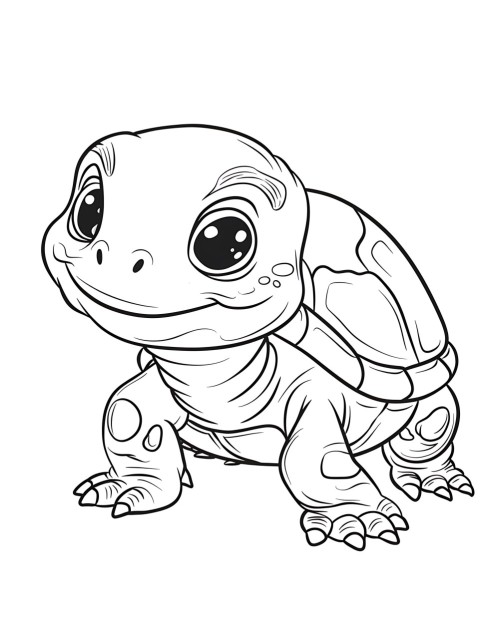 Cute Turtle Coloring Book Pages Simple Hand Drawn Animal illustration Line Art Outline Black and White (62)