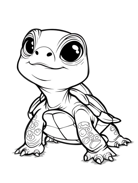 Cute Turtle Coloring Book Pages Simple Hand Drawn Animal illustration Line Art Outline Black and White (79)
